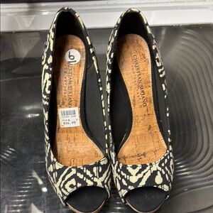 Christian Siriano Black and White Peep-Toe Heels